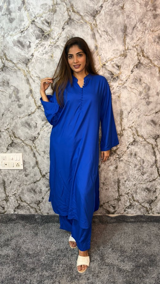 Royal Blue Potli Rayon Kurta Set