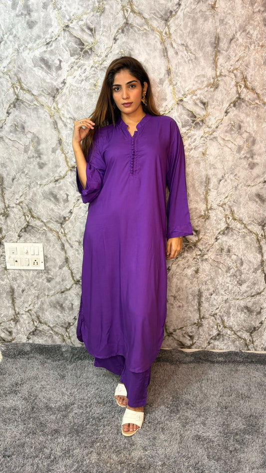 Royal Purple Potli Rayon Kurta Set