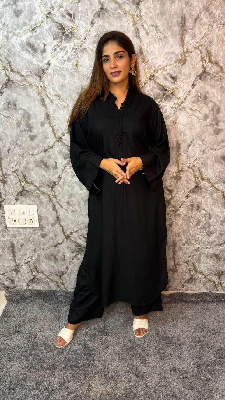 Classic Black Potli Rayon Kurta Set