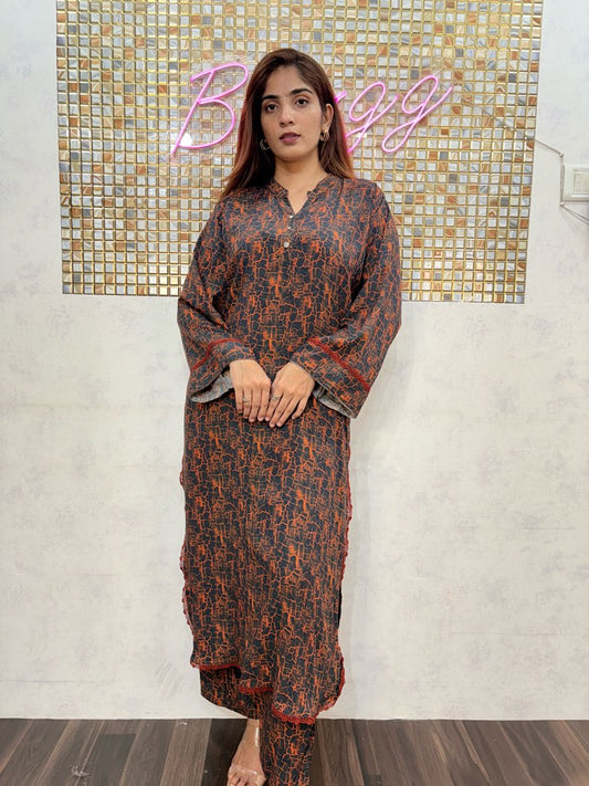 Zeenat Crackle Print Pakistani Long Co-Ord Set