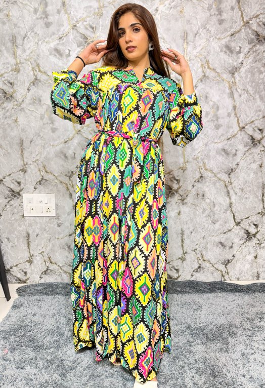 Rangrez Ikat Indian Gown