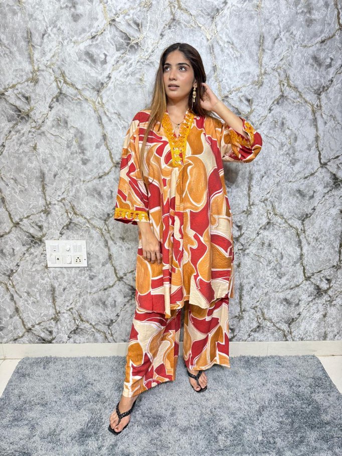 Rangreza Abstract Pakistani Neck Co-Ord Set