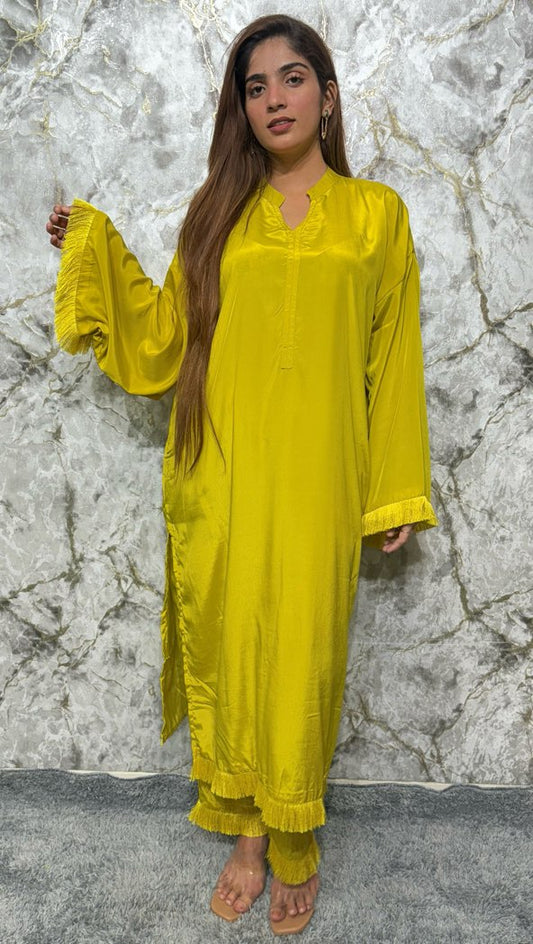 Zaitoon Silk Resham Plain Lace Co-Ord Set