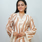 Bling Fabrics Cord Set for Women Stylish Zebra Pattern Cream and Whute Poly Rayon - Resham Lace 1- 12