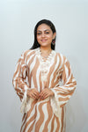 Bling Fabrics Cord Set for Women Stylish Zebra Pattern Cream and Whute Poly Rayon - Resham Lace 1- 12