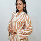 Bling Fabrics Cord Set for Women Stylish Zebra Pattern Cream and Whute Poly Rayon - Resham Lace 1- 12