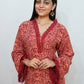 Bling Fabrics Cord Set for Women Stylish Snake Pattern Red Ornage Poly Rayon - Resham Lace 1- 11