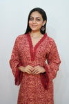 Bling Fabrics Cord Set for Women Stylish Snake Pattern Red Ornage Poly Rayon - Resham Lace 1- 11