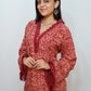 Bling Fabrics Cord Set for Women Stylish Snake Pattern Red Ornage Poly Rayon - Resham Lace 1- 11