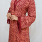 Bling Fabrics Cord Set for Women Stylish Snake Pattern Red Ornage Poly Rayon - Resham Lace 1- 11