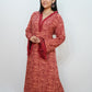 Bling Fabrics Cord Set for Women Stylish Snake Pattern Red Ornage Poly Rayon - Resham Lace 1- 11