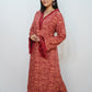 Bling Fabrics Cord Set for Women Stylish Snake Pattern Red Ornage Poly Rayon - Resham Lace 1- 11