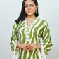 Bling Fabrics Cord Set for Women Stylish Zebra Pattern Green And White Multicolour Poly Rayon -  Resham Lace 1- 10