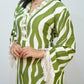 Bling Fabrics Cord Set for Women Stylish Zebra Pattern Green And White Multicolour Poly Rayon -  Resham Lace 1- 10