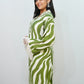 Bling Fabrics Cord Set for Women Stylish Zebra Pattern Green And White Multicolour Poly Rayon -  Resham Lace 1- 10