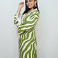 Bling Fabrics Cord Set for Women Stylish Zebra Pattern Green And White Multicolour Poly Rayon -  Resham Lace 1- 10