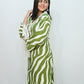Bling Fabrics Cord Set for Women Stylish Zebra Pattern Green And White Multicolour Poly Rayon -  Resham Lace 1- 10