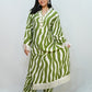 Bling Fabrics Cord Set for Women Stylish Zebra Pattern Green And White Multicolour Poly Rayon -  Resham Lace 1- 10