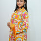Bling Fabrics Cord Set for Women Stylish Abstarct Pattern Yellow Multicolour Poly Rayon - Resham Lace 1- 09