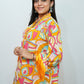 Bling Fabrics Cord Set for Women Stylish Abstarct Pattern Yellow Multicolour Poly Rayon - Resham Lace 1- 09