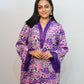 Bling Fabrics Cord Set for Women Stylish Cheetah Pattern Violet Poly Rayon - Resham Lace 1- 08