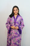 Bling Fabrics Cord Set for Women Stylish Cheetah Pattern Violet Poly Rayon - Resham Lace 1- 08