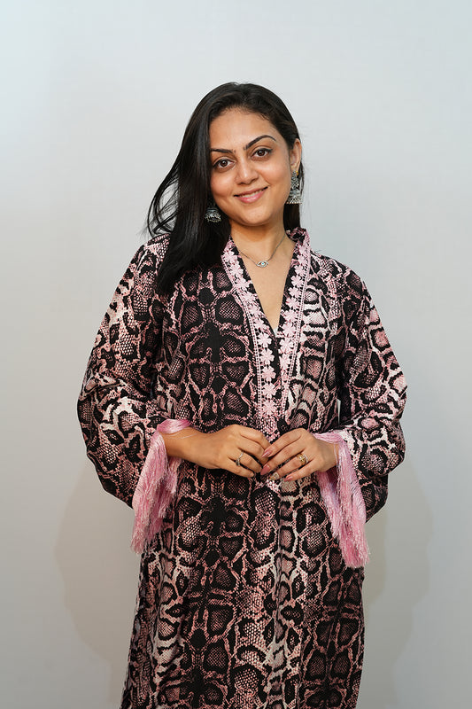 Bling Fabrics Cord Set for Women Stylish Snake Pattern Poly Rayon - Resham Lace 1- 07