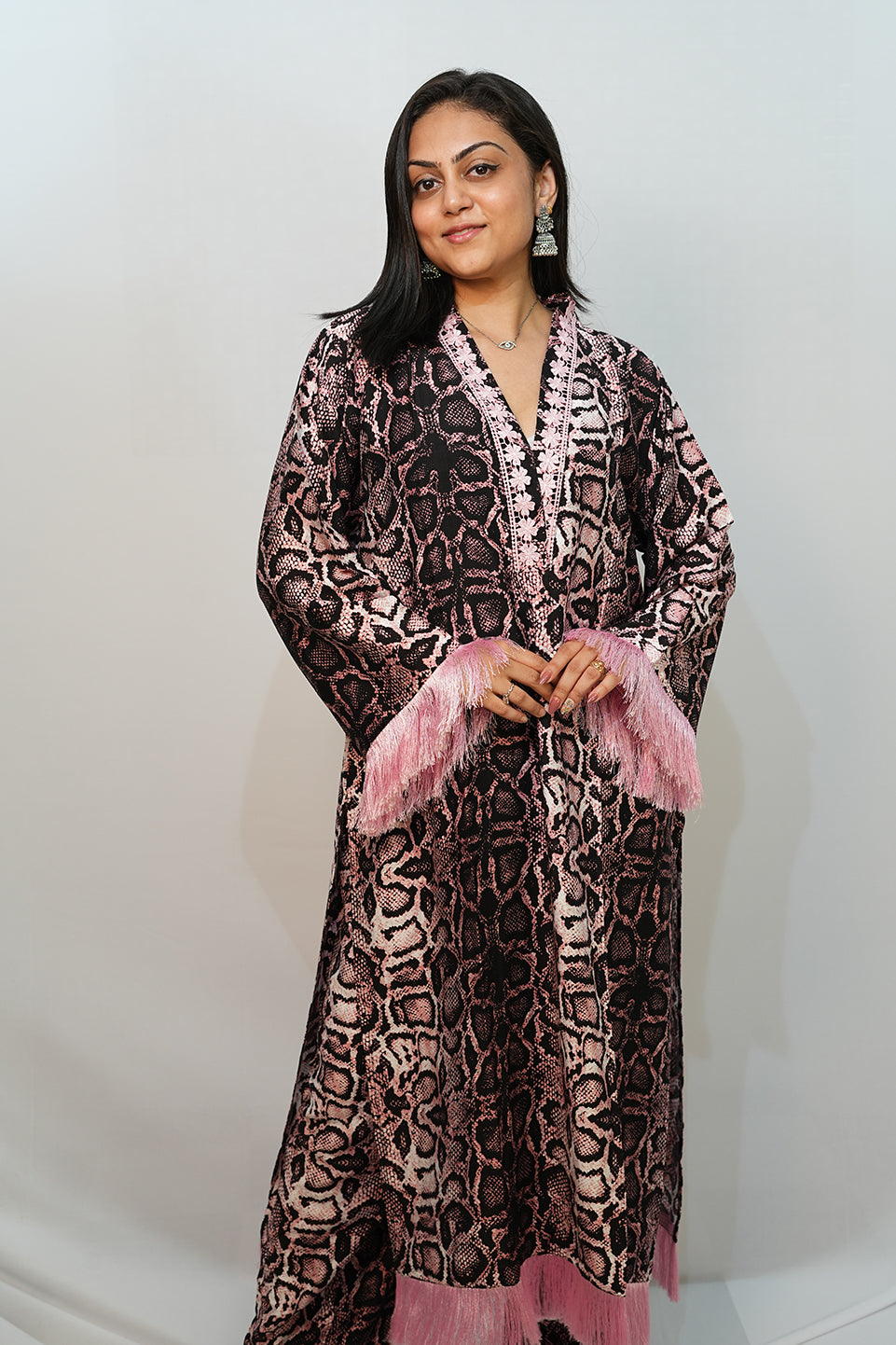 Bling Fabrics Cord Set for Women Stylish Snake Pattern Poly Rayon - Resham Lace 1- 07