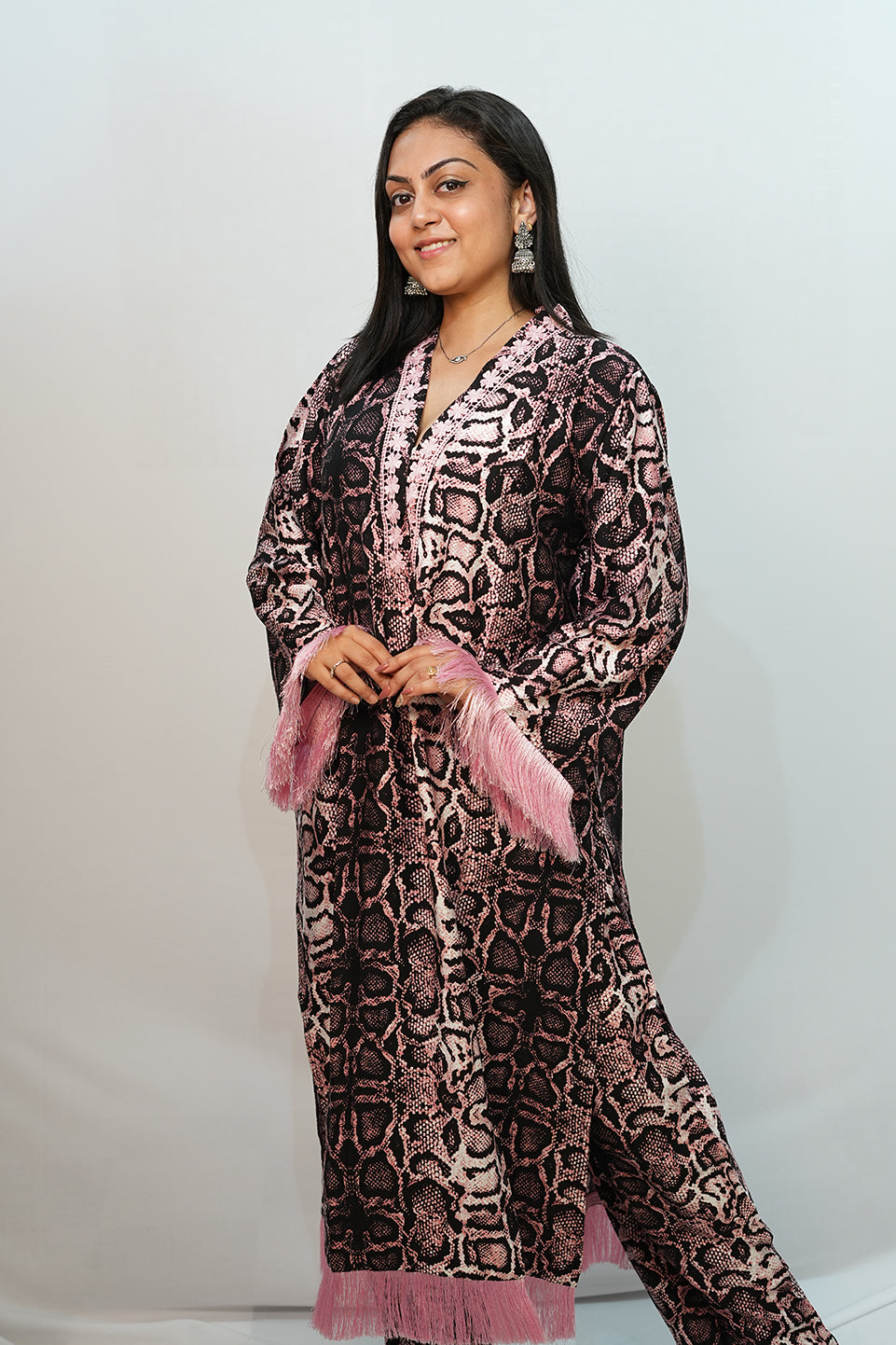Bling Fabrics Cord Set for Women Stylish Snake Pattern Poly Rayon - Resham Lace 1- 07