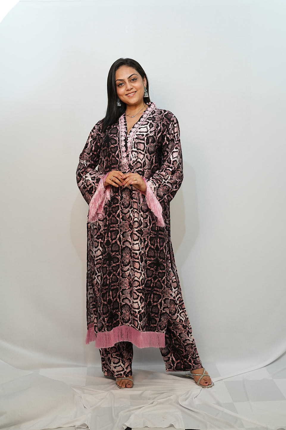 Bling Fabrics Cord Set for Women Stylish Snake Pattern Poly Rayon - Resham Lace 1- 07