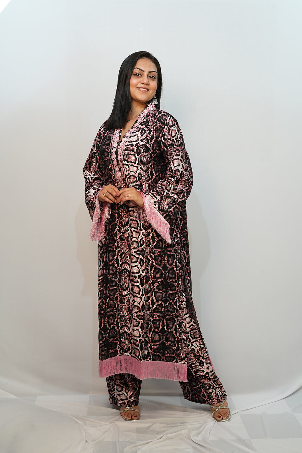 Bling Fabrics Cord Set for Women Stylish Snake Pattern Poly Rayon - Resham Lace 1- 07