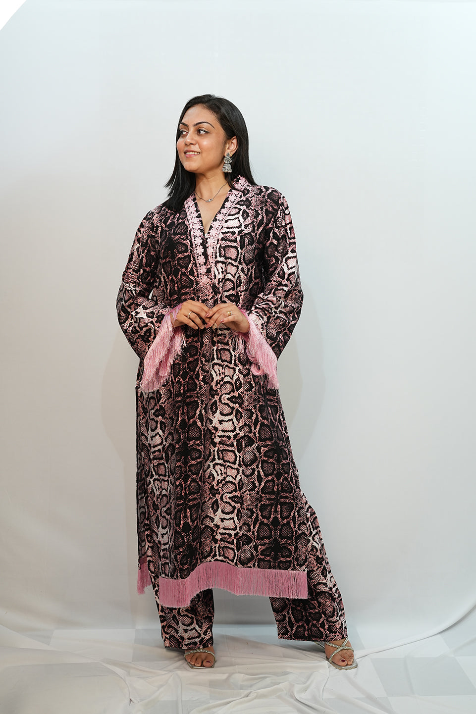 Bling Fabrics Cord Set for Women Stylish Snake Pattern Poly Rayon - Resham Lace 1- 07