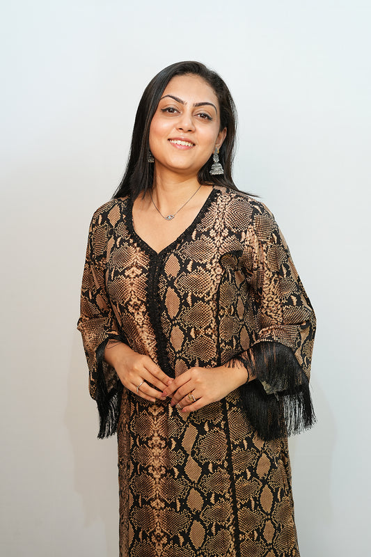 Bling Fabrics Cord Set for Women Stylish Snake Pattern  Poly Rayon -  Resham Lace 2- 07
