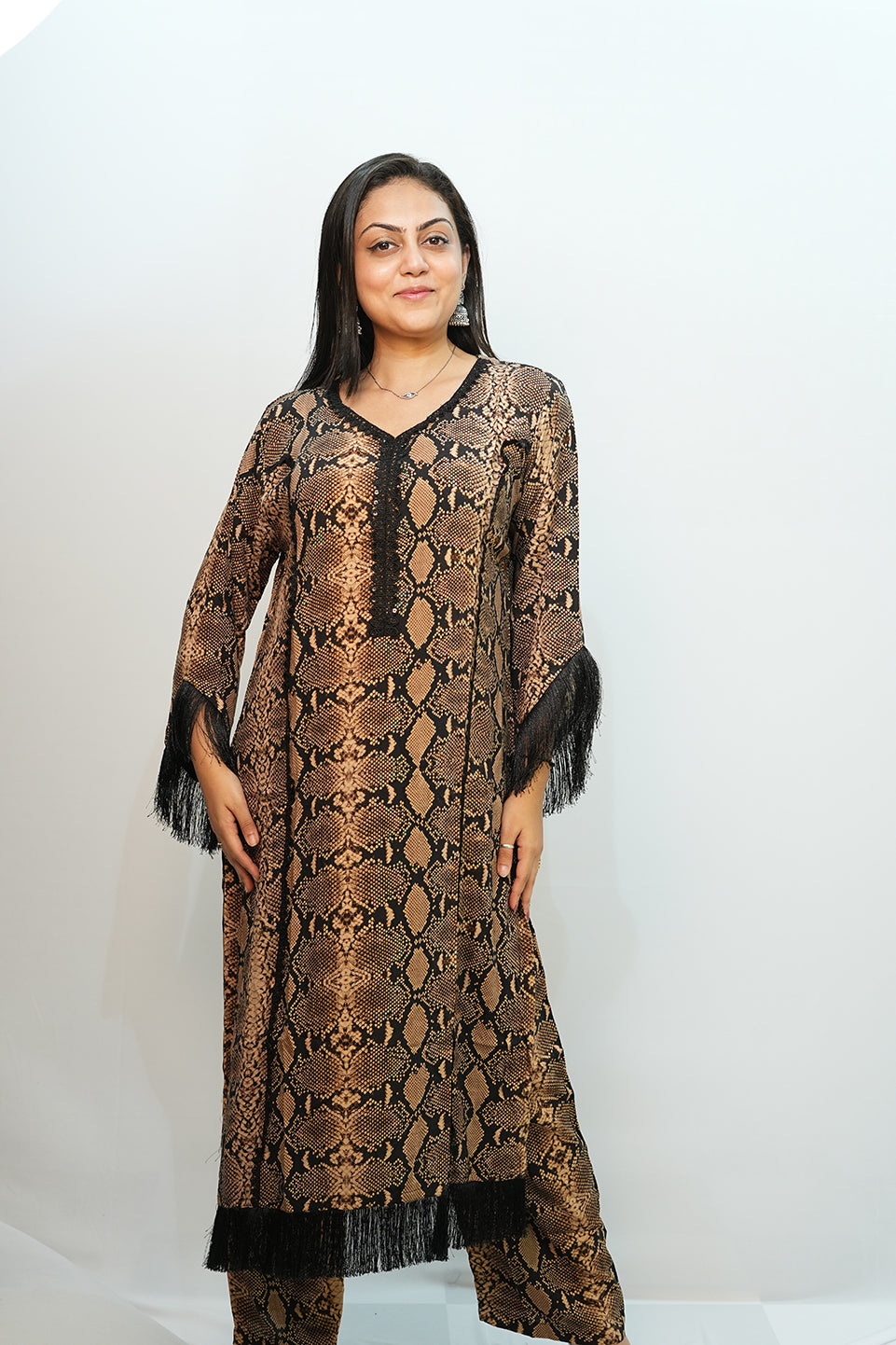 Bling Fabrics Cord Set for Women Stylish Snake Pattern  Poly Rayon -  Resham Lace 2- 07