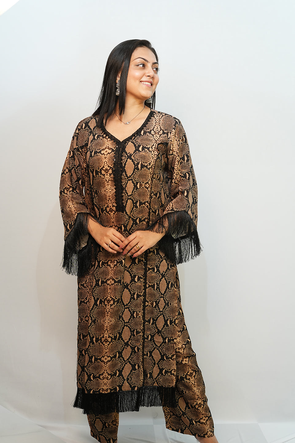 Bling Fabrics Cord Set for Women Stylish Snake Pattern  Poly Rayon -  Resham Lace 2- 07