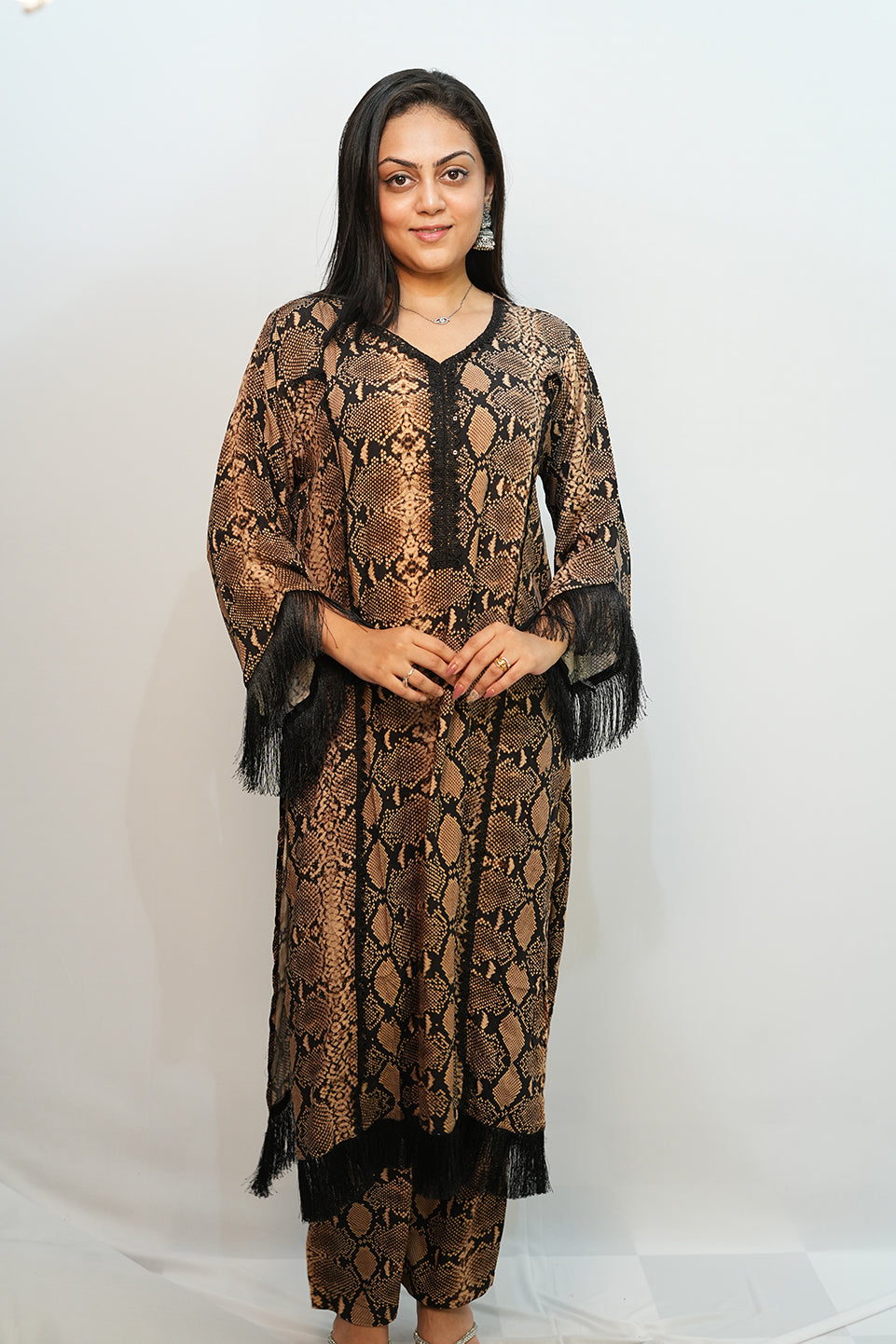 Bling Fabrics Cord Set for Women Stylish Snake Pattern  Poly Rayon -  Resham Lace 2- 07