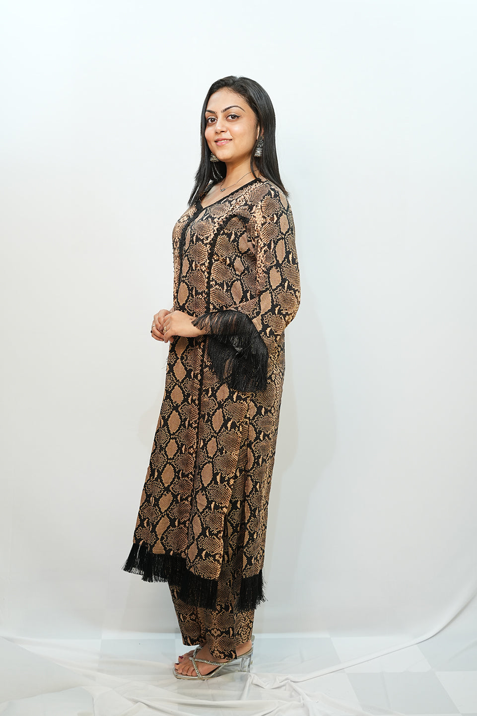 Bling Fabrics Cord Set for Women Stylish Snake Pattern  Poly Rayon -  Resham Lace 2- 07