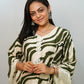 Bling Fabrics Cord Set for Women Stylish Zebra Pattern Olive Green And White Poly Rayon -  Resham Lace 2- 06