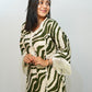 Bling Fabrics Cord Set for Women Stylish Zebra Pattern Olive Green And White Poly Rayon -  Resham Lace 2- 06
