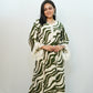 Bling Fabrics Cord Set for Women Stylish Zebra Pattern Olive Green And White Poly Rayon -  Resham Lace 2- 06