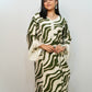 Bling Fabrics Cord Set for Women Stylish Zebra Pattern Olive Green And White Poly Rayon -  Resham Lace 2- 06