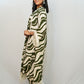 Bling Fabrics Cord Set for Women Stylish Zebra Pattern Olive Green And White Poly Rayon -  Resham Lace 2- 06