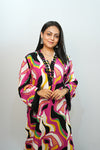 Bling Fabrics Cord Set for Women Stylish Multicolour Poly Rayon - Resham Lace 1- 06