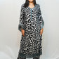 Bling Fabrics Cord Set for Women Stylish Cheetah Pattern Black And White Poly Rayon  - Resham Lace 2- 05