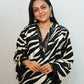 Bling Fabrics Cord Set for Women Stylish Zebra pattern Black and White Poly Rayon - Resham Lace 1- 05