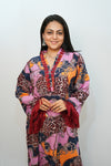 Bling Fabrics Cord Set for Women Stylish Cheetah pattern Multicolour Poly Rayon -  Resham Lace 1- 04