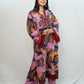 Bling Fabrics Cord Set for Women Stylish Cheetah pattern Multicolour Poly Rayon -  Resham Lace 1- 04