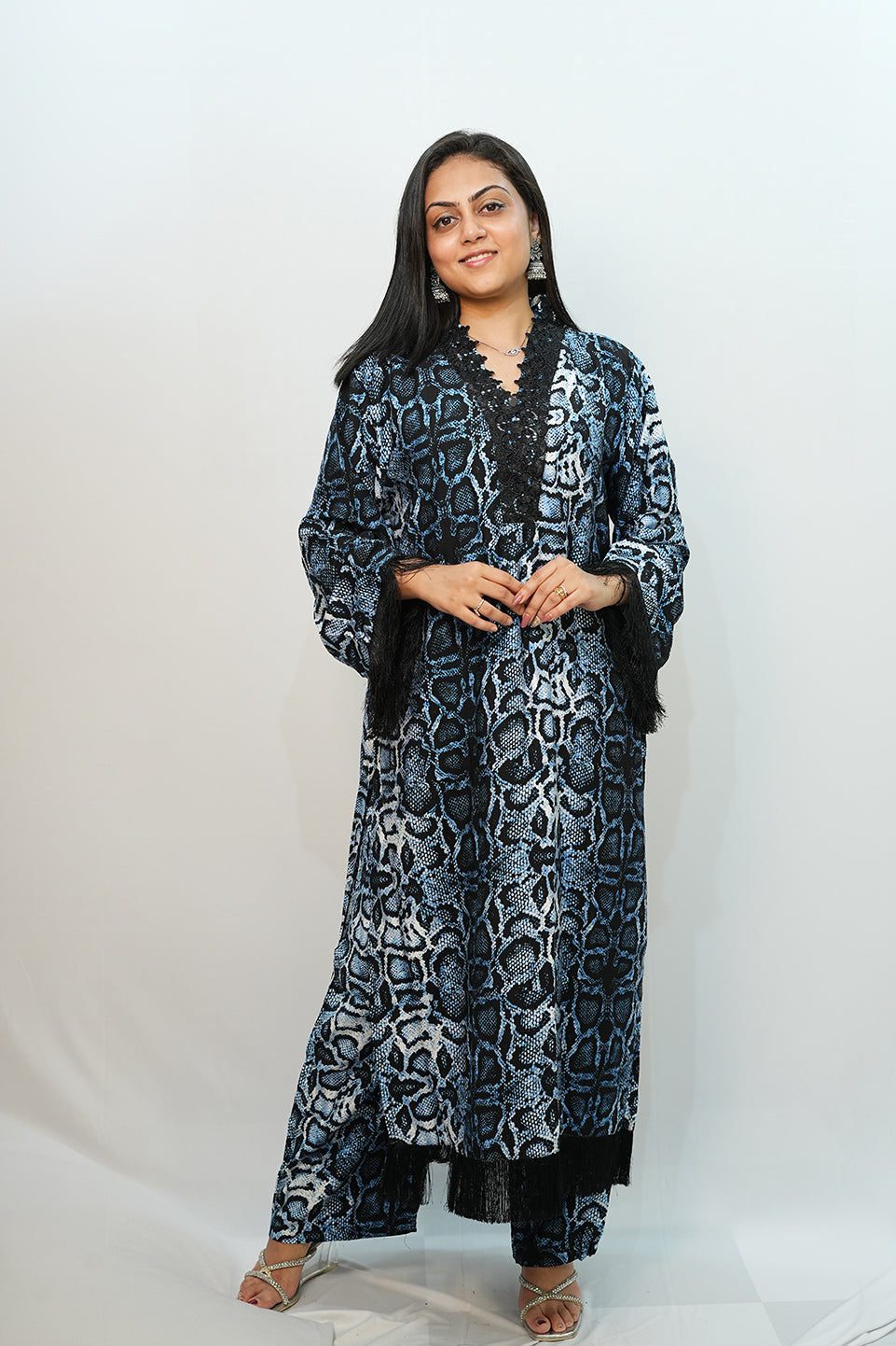 Bling Fabrics Cord Set for Women Stylish Snake pattern Poly Rayon - Resham Lace 1- 02