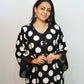 Bling Fabrics Cord Set for Women Stylish Round Pattern Black And White Poly Rayon - Resham Lace 2- 04