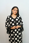 Bling Fabrics Cord Set for Women Stylish Round Pattern Black And White Poly Rayon - Resham Lace 2- 04